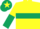Yellow, Dark Green hoop, halved sleeves, Dark Green cap ,yellow star