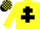 YELLOW, BLACK Cross of Lorraine, check cap