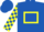 Royal Blue, Yellow hollow box, checked sleeves
