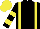 BLACK, yellow braces, hooped sleeves, yellow cap