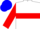 White, blue hoop, red hoop on sleeves, blue cap