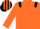 Orange, Black epaulets, Black and Orange chevrons on sleeves, striped cap