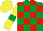 Emerald Green and Red check, Yellow sleeves, Emerald Green armlets, Yellow cap