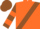 Orange, Brown Sash and 'J', Brown Sleeves, Orange Hoop, Orange and Brown Cap