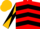 Red, Black Chevrons, Gold and Black Diagonal Quartered Sleeves, Gold Cap