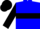 Blue, black emblem, black hoop on sleeves, blue and black cap