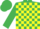 EMERALD GREEN & YELLOW CHECK, emerald green sleeves & cap