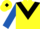 Yellow, Black chevron, Royal Blue sleeves, Yellow cap, Black diamond