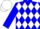 Blue, white diamonds, matching cap