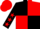Black and Red (quartered), Black sleeves, Red stars, Red cap