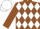 Brown, white diamonds, brown sleeves, white cap