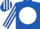 Royal Blue, White disc, striped sleeves and cap