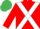 RED, WHITE cross belts, EMERALD GREEN cap
