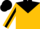 Gold, gold 'RJR' in black yoke, black stripe on sleeves, black cap