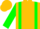 Gold, green braces, green sleeves, gold cap