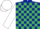 DARK BLUE & EMERALD GREEN CHECK, white sleeves & cap