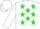 White, Lime Green Horseshoes and Stars, White Cap