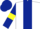 White, Dark Blue stripe, Dark Blue sleeves, Yellow armlets, Dark Blue cap