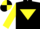 Black, Yellow inverted triangle and sleeves, quartered cap