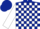 Dark Blue and White check, White sleeves, Dark Blue cap