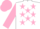 WHITE, pink stars, pink sleeves & cap