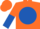 ORANGE, royal blue disc, halved sleeves, orange cap