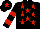 Black, Red stars, hooped sleeves and star on cap