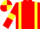 Red, Yellow braces and armlets, quartered cap