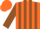 Orange, brown 'J', brown stripes on sleeves, orange cap