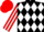 Black and White diamonds, Red and White striped sleeves, Red cap
