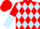 Red and Light Blue diamonds, halved sleeves, Red cap