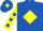 Royal Blue, Yellow diamond, Yellow sleeves, Royal Blue spots, Royal Blue cap, Yellow diamond
