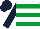 White, Emerald Green hoops, Dark Blue sleeves and cap