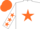 WHITE, orange star & stars on sleeves, orange cap