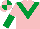 Pink, Emerald Green chevron, halved sleeves, quartered cap