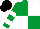 Emerald Green and White (quartered), hooped sleeves, Black cap