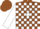 Brown, White Blocks, Brown 'K' on White Sash, White Sleeves