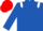Royal blue, white epaulets, red cap