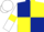Dark Blue and Yellow (quartered), White sleeves, Yellow armlets, White cap