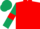 Red, Dark Green sleeves, Red armlets, Dark Green cap