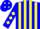 blue and yellow stripes, diamonds on sleeves, diamonds on cap