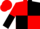 Red and Black quartered, halved sleeves, red cap