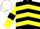 Black, Yellow chevrons, Yellow sleeves, Black armlets, White cap