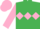 Emerald Green, Pink triple diamond, sleeves and cap