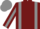 Burgundy, grey braces, grey stripe on sleeves, grey cap