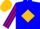 Blue, gold diamond, blue and red striped sleeves, gold cap