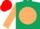 DARK GREEN, beige disc & sleeves, red cap