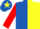 ROYAL BLUE & YELLOW HALVED, red sleeves, royal blue cap, yellow star