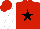 Red, black star, white sleeves, red cap