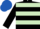 Black, Light Green hoops, royal blue cap